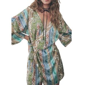 Zara V-Neck Paisley Playsuit Romper Size Large